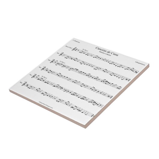 Brahms Lullaby Sheet Music Tegeltje (Zijkant)