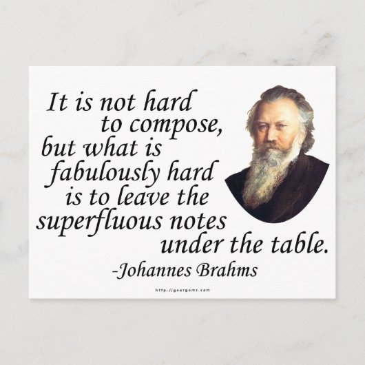 Brahms over componeren briefkaart (Voorkant)