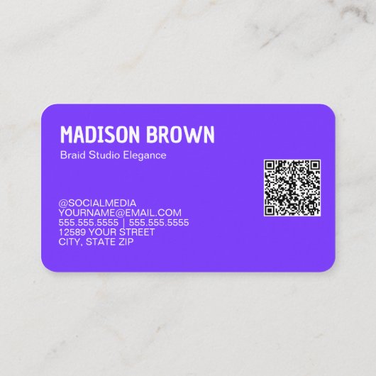 Braid Salon Custom QR Visitekaartje (Achterkant)