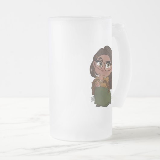 Braid Watch Lezbi Nerdy Chibi Frosted Mug Matglas Bierpul (Voorkant rechts)