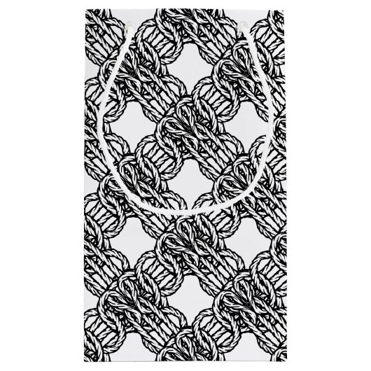 Braided black and white boho touw design klein cadeauzakje (Achterkant)