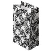Braided black and white boho touw design klein cadeauzakje (Voorkant Gekanteld)