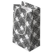 Braided black and white boho touw design klein cadeauzakje (Achterkant Gekanteld)