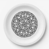 Braided black and white circle papieren bordje (Voorkant)