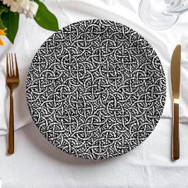 Braided black and white pattern papieren bordje