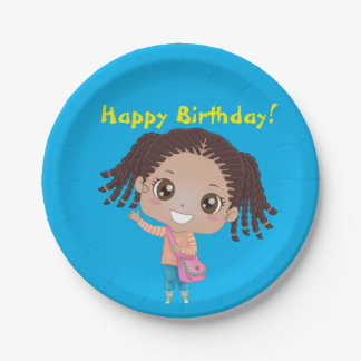 Braided Girl Birthday Tableware (Afrikaans-Amerika Papieren Bordje