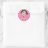 Braided Girl "Party Time" (Afrikaans-Amerikaans) Ronde Sticker (Tas)