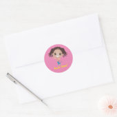 Braided Girl "Party Time" (Afrikaans-Amerikaans) Ronde Sticker (Envelop)