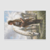 Braided Girl With White Horse Meadow Decoupage Tissuepapier (Voorkant)