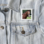 Braided Horse Mane Square Pin Vierkante Button 5,1 Cm (In situ)