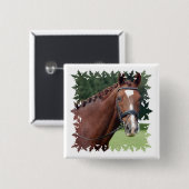 Braided Horse Mane Square Pin Vierkante Button 5,1 Cm (Voorkant /achterkant)