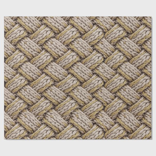 Braided Thread Knit Texture – Warm Beige (3) Cadeaupapier (Vlak)