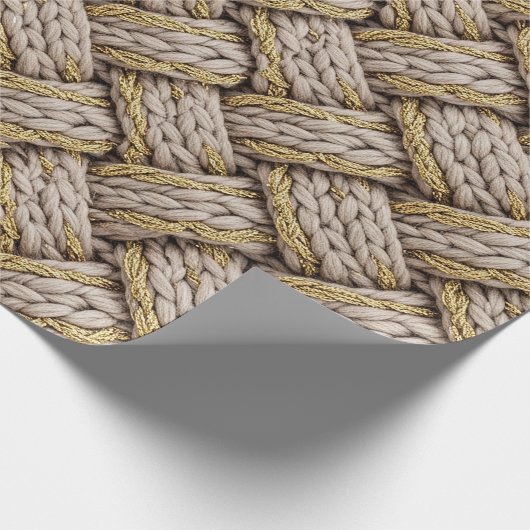 Braided Thread Knit Texture – Warm Beige (3) Cadeaupapier (Hoek)