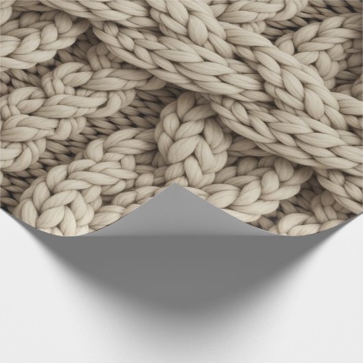 Braided Thread Knit Texture – Warm Beige (4) Cadeaupapier (Hoek)
