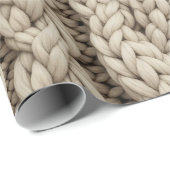 Braided Thread Knit Texture – Warm Beige (4) Cadeaupapier (Rol Hoek)