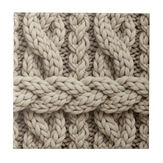 Braided Thread Knit Texture – Warm Beige (4) Tegeltje (Voorkant)