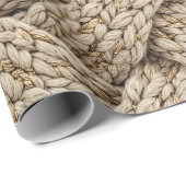 Braided Thread Knit Texture – Warm Beige Cadeaupapier (Rol Hoek)