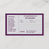 Braider Braids Locticien Glitter Visitekaartje Afsprakenkaartje (Achterkant)