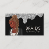 Braiding Salon Beauty Silver Faux Glitter Visitekaartje (Voorkant)
