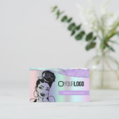 Braiding Stylist Pastel Paars Metallic Uw Logo Visitekaartje (Staand voorkant)