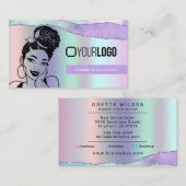 Braiding Stylist Pastel Paars Metallic Uw Logo Visitekaartje (Voorkant / Achterkant)