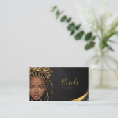 Braids Black And Gold Business Card Visitekaartje (Staand voorkant)