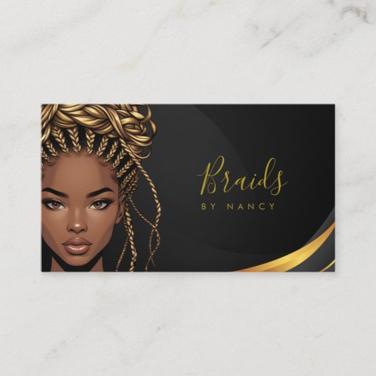 Braids Black And Gold Business Card Visitekaartje (Voorkant)
