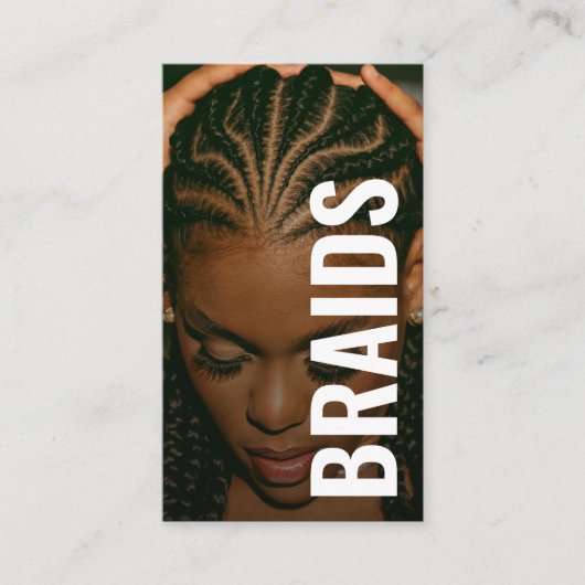Braids bold Typography script handwritten photo  Visitekaartje (Voorkant)