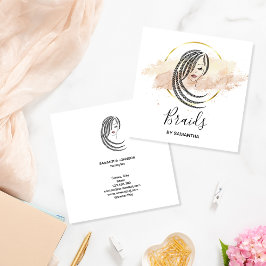 Braids Braided Hair Afro American Woman Business C Vierkante Visitekaartje