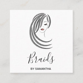Braids Braided Hair Afro American Woman Business C Vierkante Visitekaartje