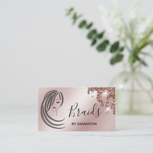 Braids Braided Hair Afro American Woman Business C Visitekaartje (Staand voorkant)