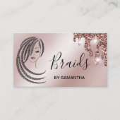 Braids Braided Hair Afro American Woman Business C Visitekaartje (Voorkant)