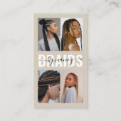 Braids Calligraphy Script Photo Collage Beige  Visitekaartje (Voorkant)