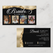 Braids Hair Braiding Stylist Salon Gold Glam Foto Visitekaartje (Voorkant / Achterkant)