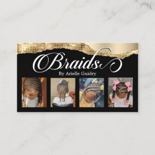 Braids Hair Braiding Stylist Salon Gold Glam Foto Visitekaartje