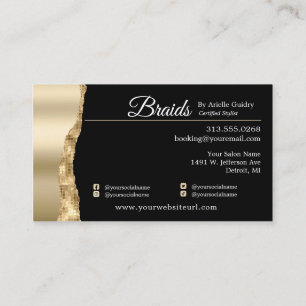 Braids Hair Braiding Stylist Salon Gold Glam Foto Visitekaartje