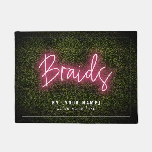 Braids Neon Boxwood Hair Salon Business Deurmat (Voorkant)