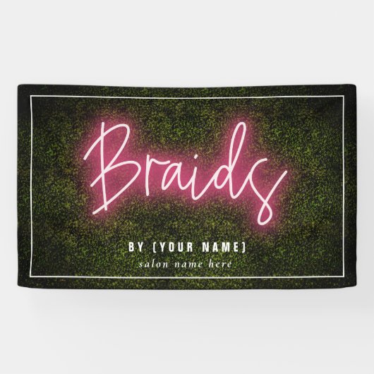 Braids Neon Boxwood Hair Salon Cosmetoloog  Spandoek (Horizontaal)