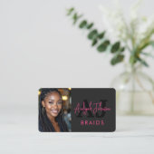 Braids Stylist Branding Photo QR Code Visitekaartje (Staand voorkant)