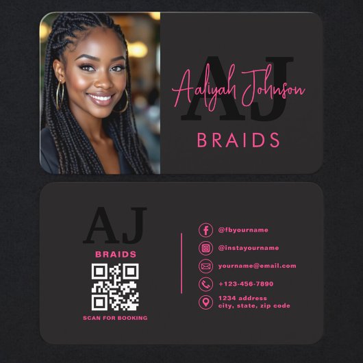 Braids Stylist Branding Photo QR Code Visitekaartje