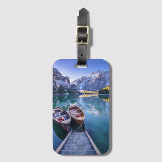 Braies Lake | Dolomiet Alpen, Italië Bagagelabel (Voorkant (verticaal))