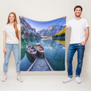 Braies Lake Dolomiet Alpen, Italië Fleece Deken