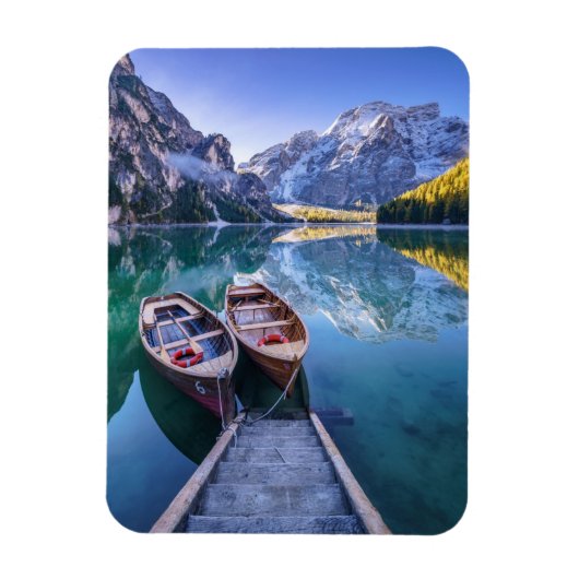 Braies Lake | Dolomiet Alpen, Italië Magneet (Verticaal)