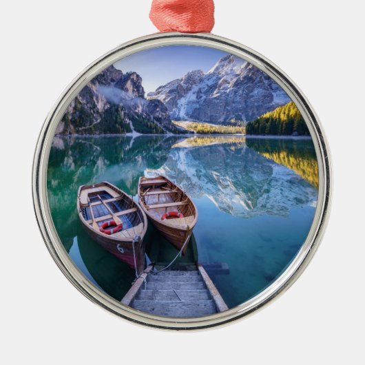 Braies Lake | Dolomiet Alpen, Italië Metalen Ornament (Voorkant)