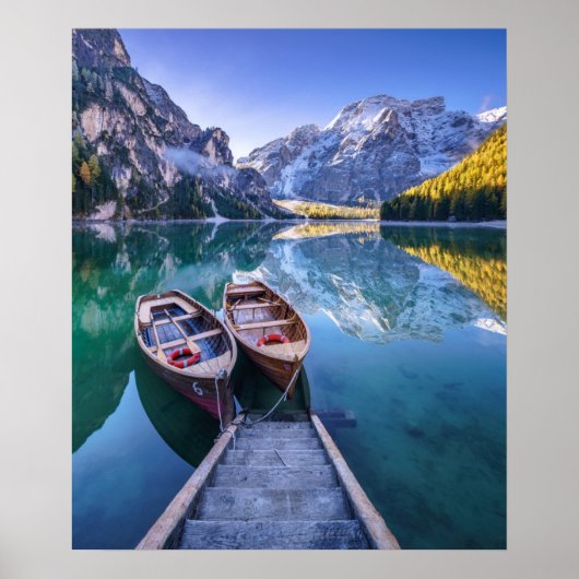 Braies Lake | Dolomiet Alpen, Italië Poster (Voorkant)