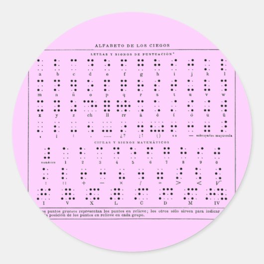 Braille-alfabet-Sticker Ronde Sticker (Voorkant)