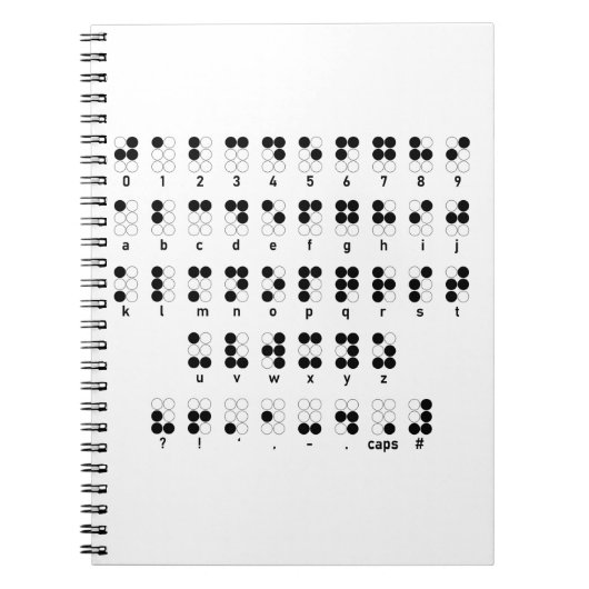 Braille alfabet, symbool voor blinde letters notitieboek (Voorkant)