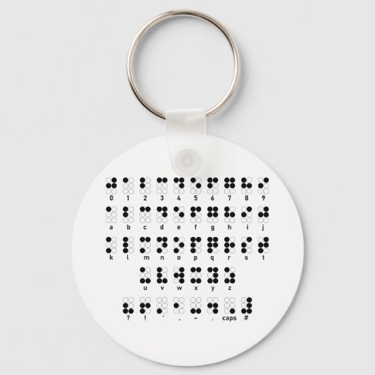 Braille alfabet, symbool voor blinde letters sleutelhanger (Voorkant)