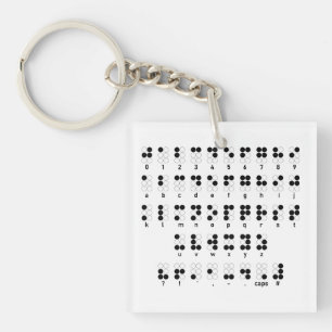 Braille alfabet, symbool voor blinde letters sleutelhanger