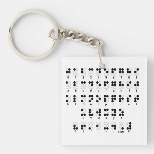 Braille alfabet, symbool voor blinde letters sleutelhanger (Voorkant)